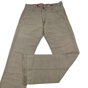 Vintage AJ Armani Jeans Men Khaki Cotton Linen Eco Wash Denim Pants US 34 Italy